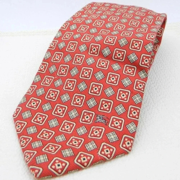 Burberrys of London Red Yellow Square Pattern Tie - Picture 1 of 4